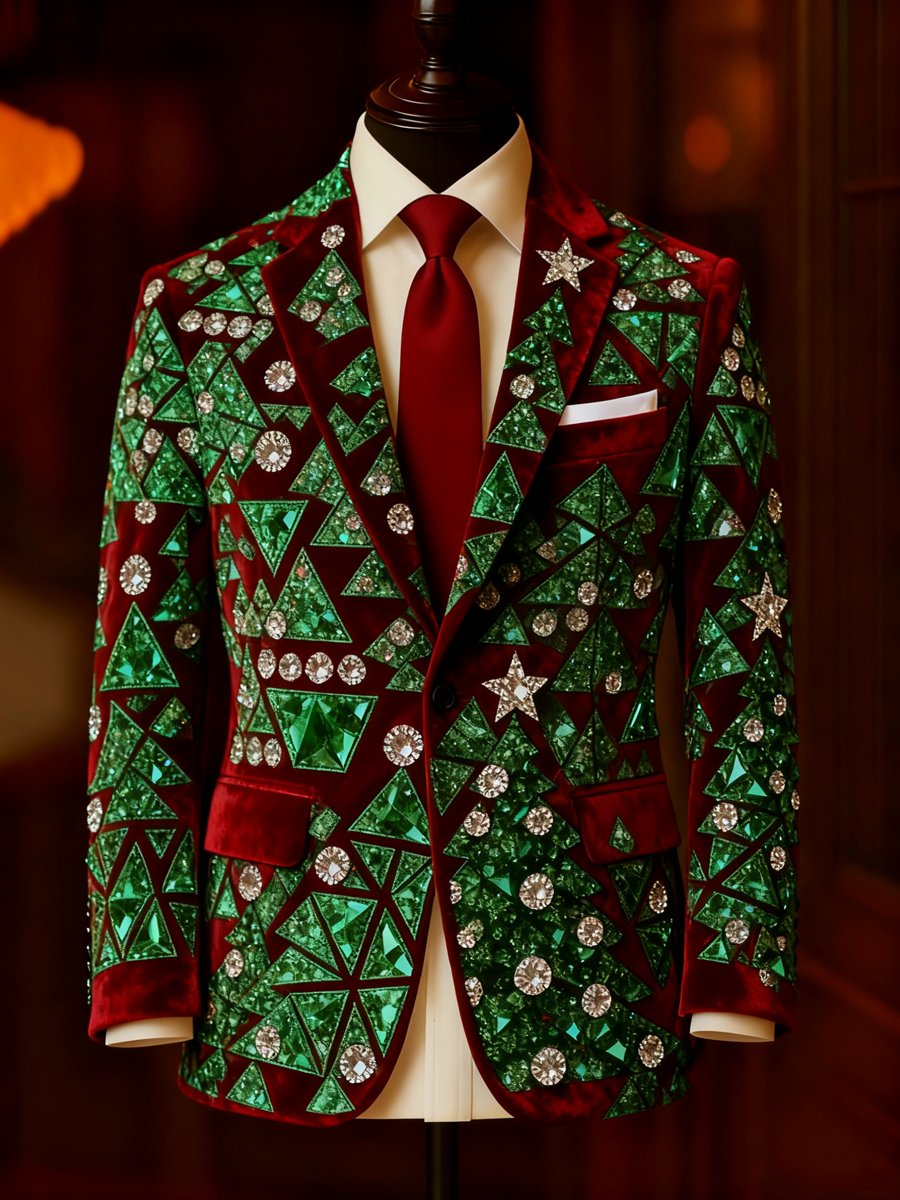 Men's Luxury Christmas Lapel Blazer