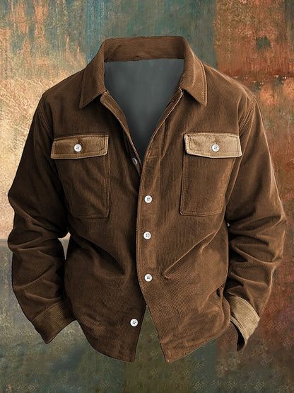 Men's Vintage Western Corduroy Shirt