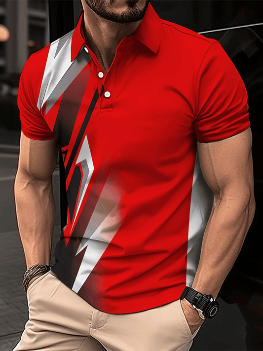 Men's Business Logo Button-Down Short Sleeve Polo Shirt
