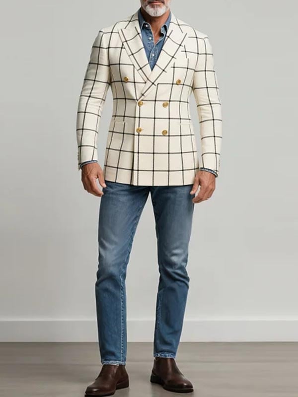 Men's Classic Plaid Business Suit Blazer