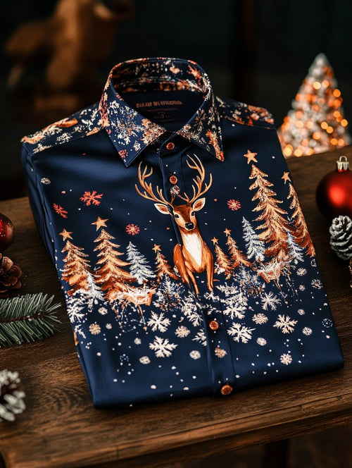 Men's Luxury Christmas Party Long Sleeve Button-Down Shirt
