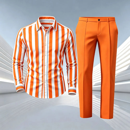 Men's Printed Long-Sleeve Shirt and Pants Set