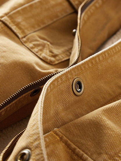 Men'S Solid Color Plush Pocket Jacket