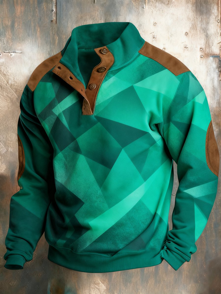 Men's Vintage Western Quarter Button Sweatshirt