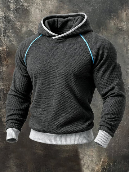 Men's Vintage Colorblock Suede Hooded Sweatshirt