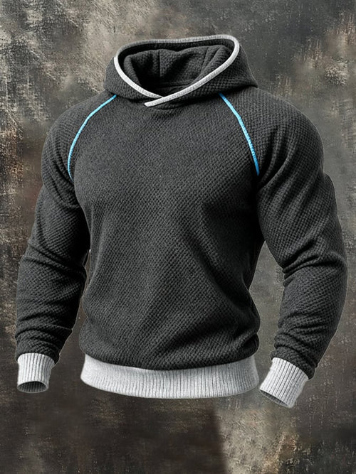 Men's Vintage Colorblock Suede Hooded Sweatshirt