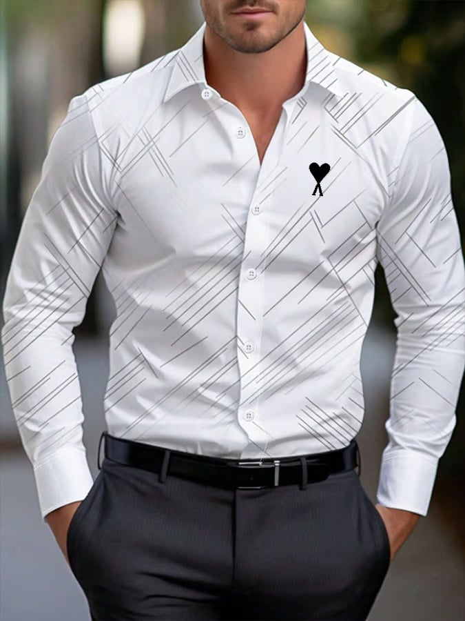 Men's Street Style Business Casual Printed Long Sleeve Shirt