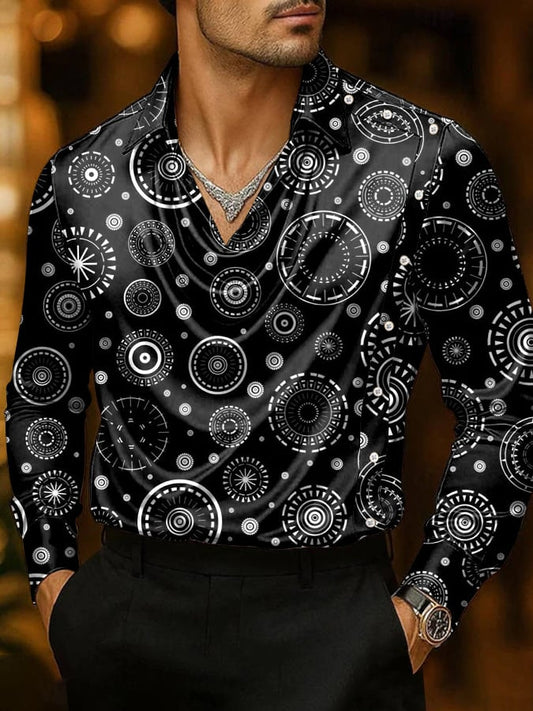 Men's Casual Business Printed Satin Fashion Shirt