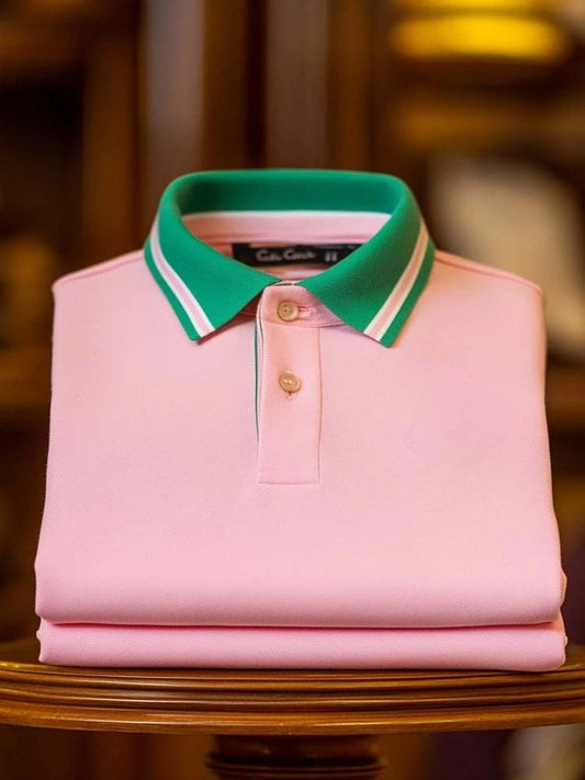 Men's Classic Business Logo Button Short Sleeve Polo Shirt