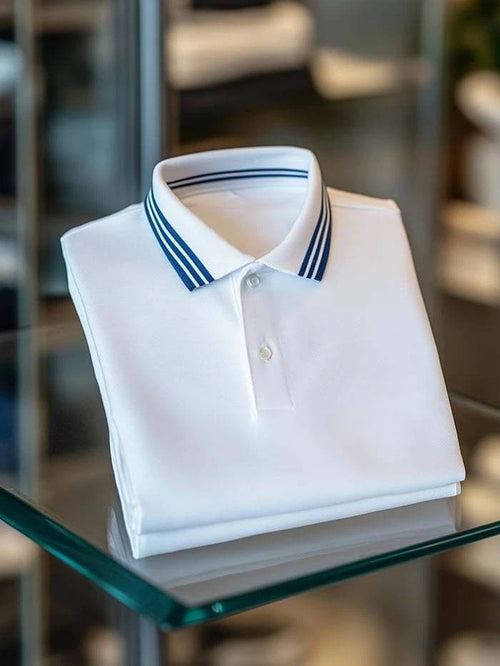 Men's Classic Business Logo Button Short Sleeve Polo Shirt