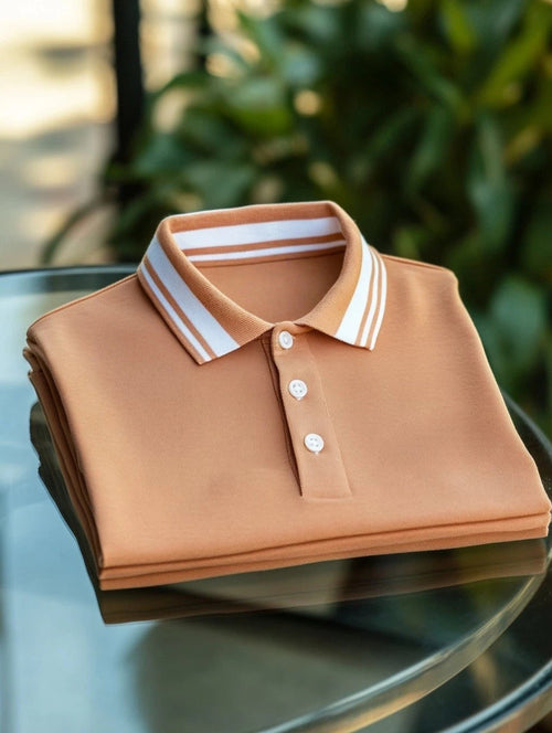 Men's Business Casual Fish Embroidered Button Short Sleeve Polo Shirt