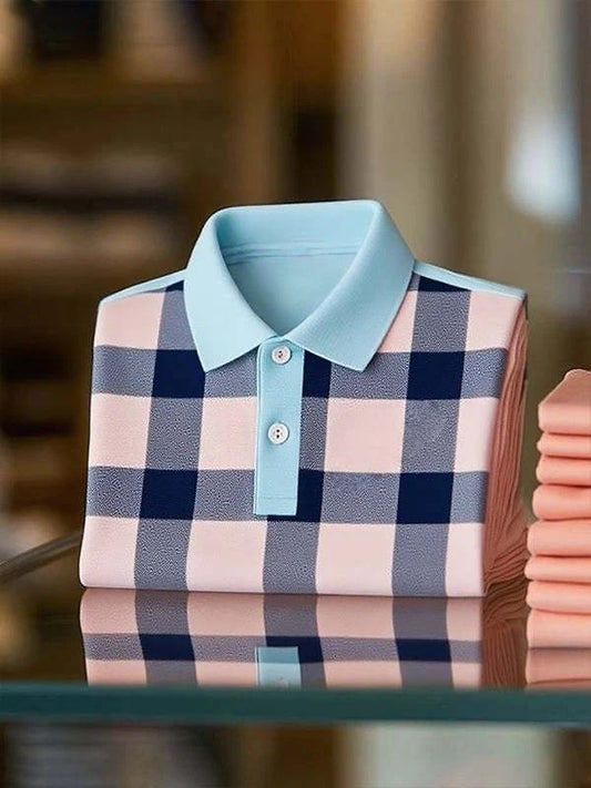 Men's Classic Business Logo Button Short Sleeve Polo Shirt