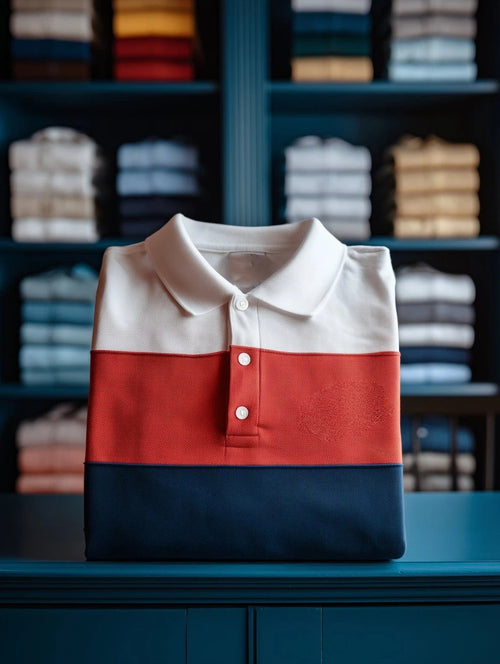 Men's Business Casual Striped Button Short Sleeve Polo Shirt