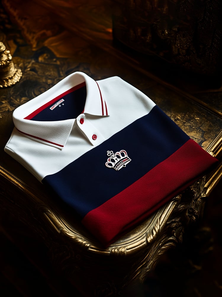 Men's Business Casual Logo Button Short Sleeve Polo Shirt