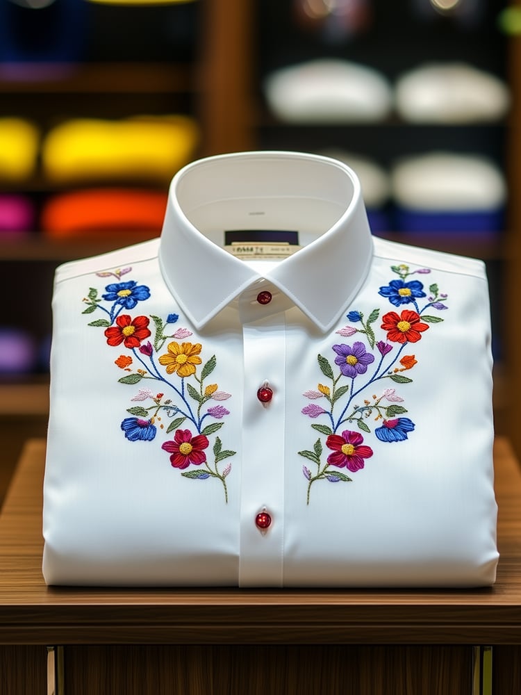 Men's Business Casual Floral Lapel Short Sleeve Shirt