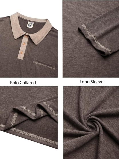 Men's Retro Colorblock Pocket Polo Shirt