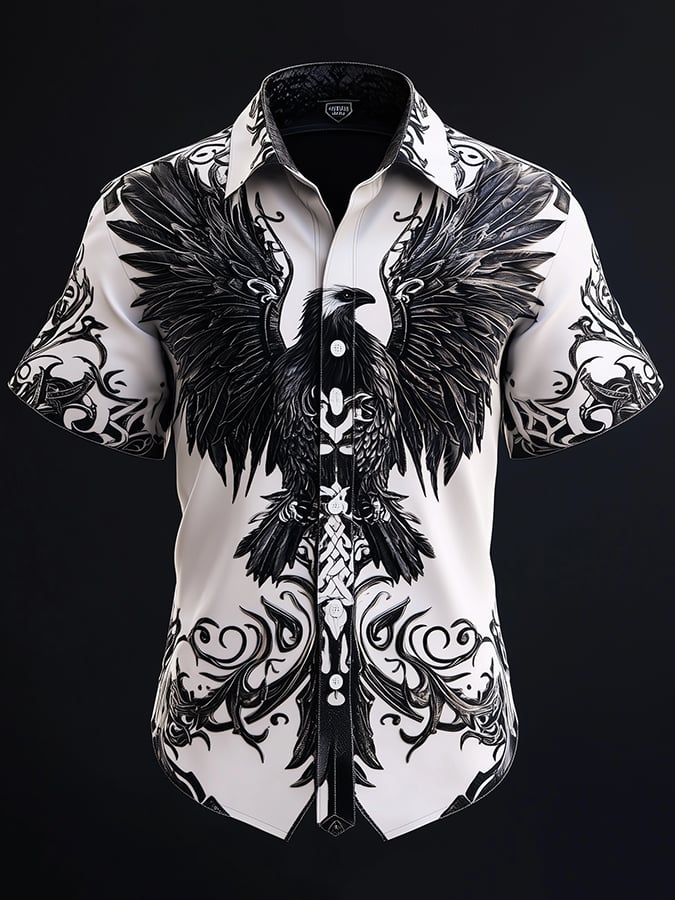 Men's Viking Dark Raven Print Shirt