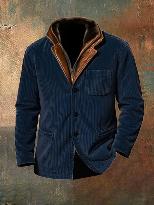 Men's Vintage Western Corduroy Ripstop Wear Resistant Multi-Pocket Jacket