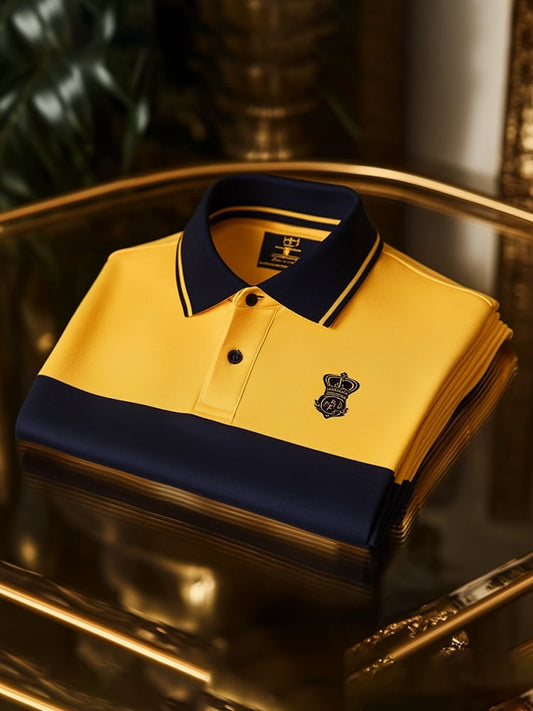 Men's Classic Business Logo Button Short Sleeve Polo Shirt