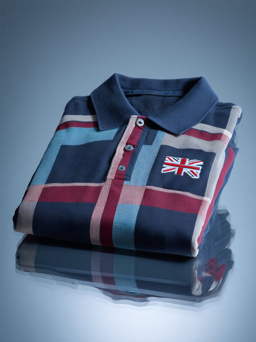 Men's Business Casual Union Jack Button Short Sleeve Polo Shirt