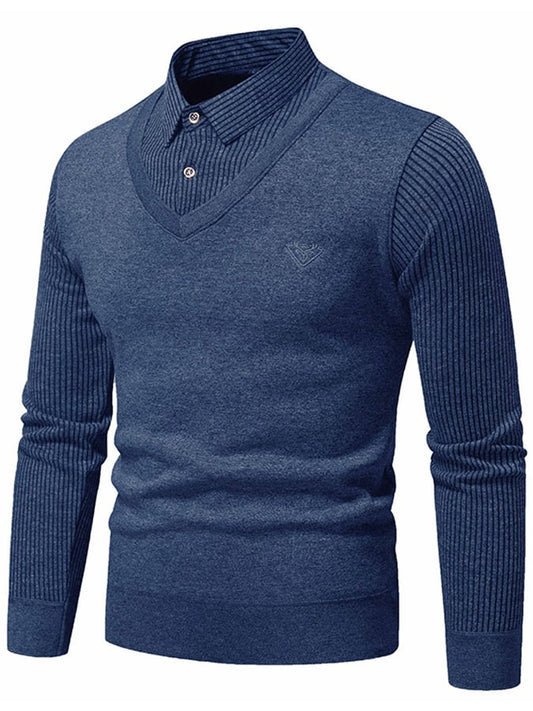 Men's Fashionable Velvet Thickened Warm Fake Two-Piece Sweater