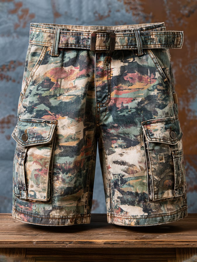Men's Retro Outdoor Ripstop Multi-Purpose Cargo Shorts (Without belt)