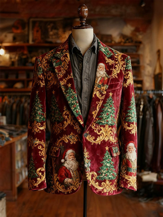 Men's Business Casual Velvet Christmas Suit Jacket