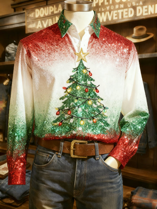Men's Casual Christmas Long Sleeve Shirt
