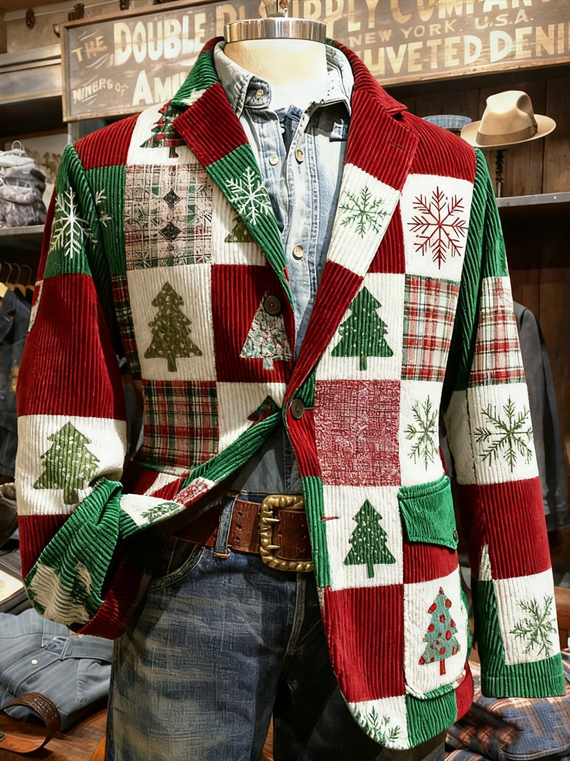 Men's Vintage Casual Christmas Party Corduroy Blazer