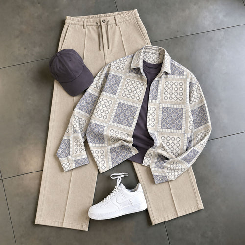 Men's Checkered Shirt and Pants Two-Piece Set