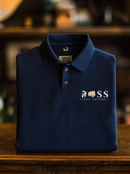 Men's Classic Business Skull Rose Logo Short Sleeve Polo Shirt