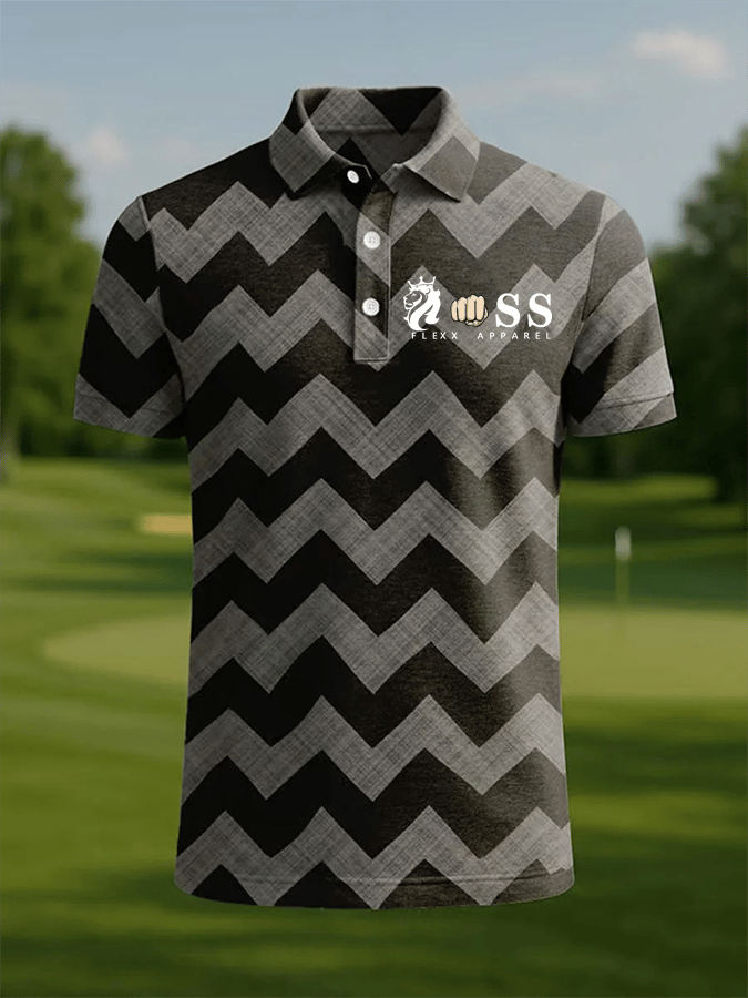 Men's Retro Letter Design Printed Casual Polo Shirt