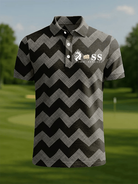Men's Retro Letter Design Printed Casual Polo Shirt