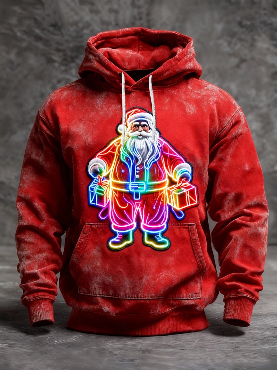 Men's Cool Santa  Print Long Sleeve Hooded Sweatshirt