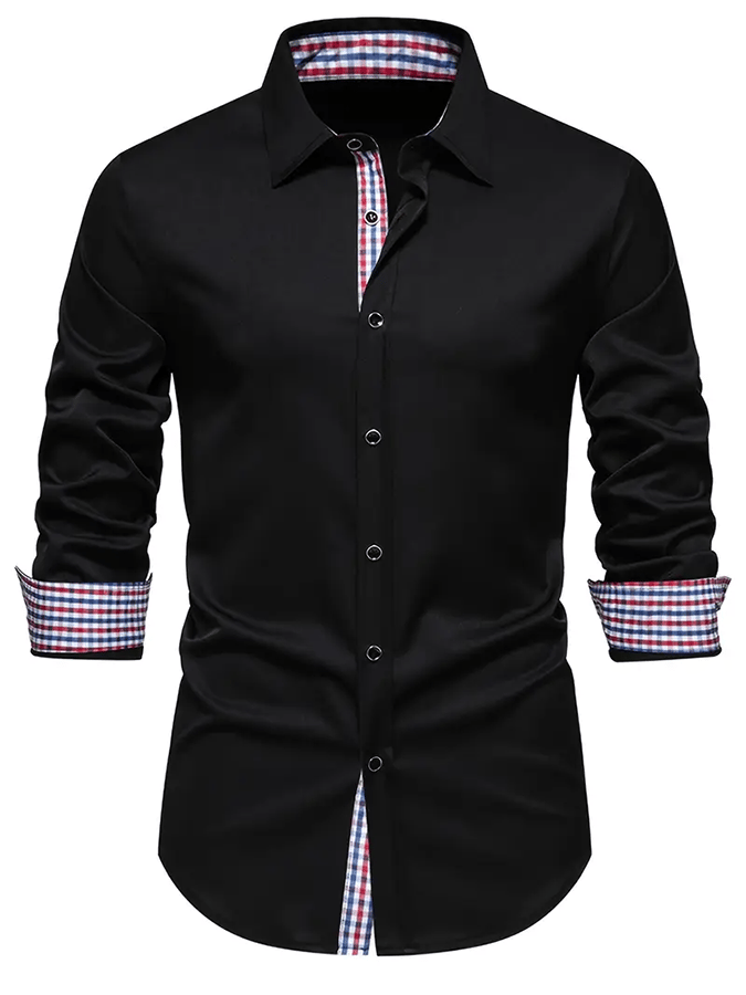 Men's Business Casual Printed Long Sleeve Shirt