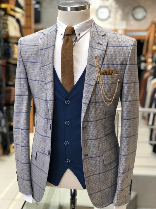 Men's Luxury Business Plaid Blazers