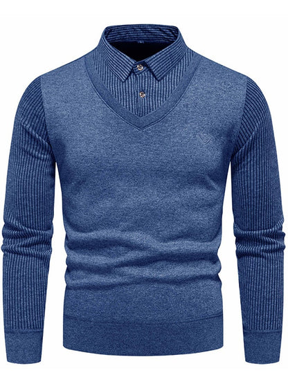 Men's Fashionable Velvet Thickened Warm Fake Two-Piece Sweater
