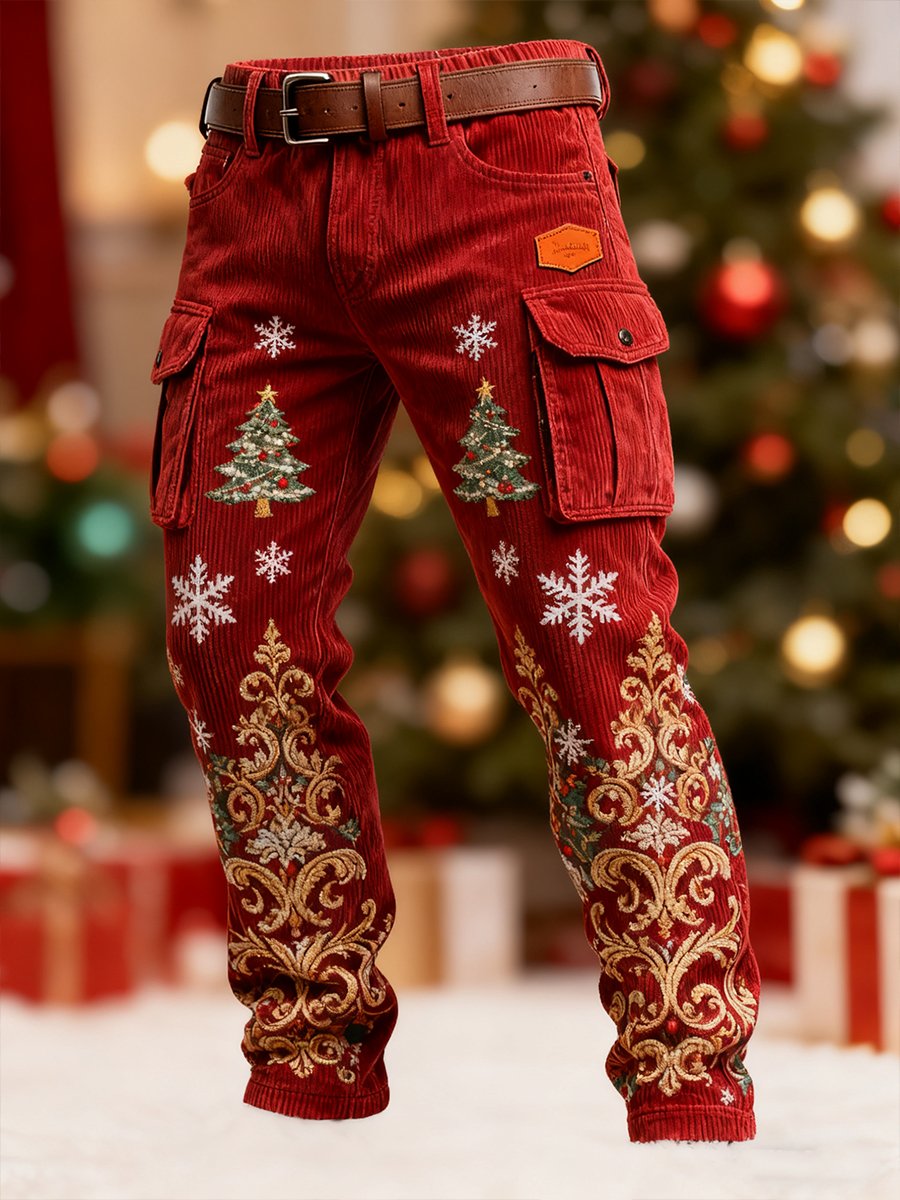 Men's Corduroy Christmas Tree Pants