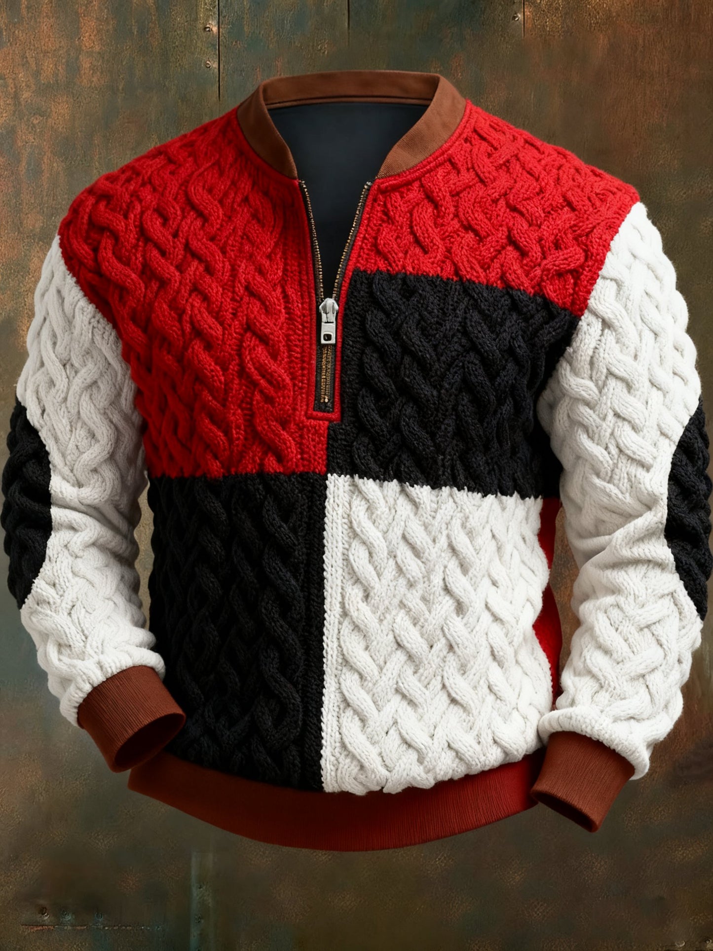 Men's Casual Geometric Color Block Print Sweatshirt