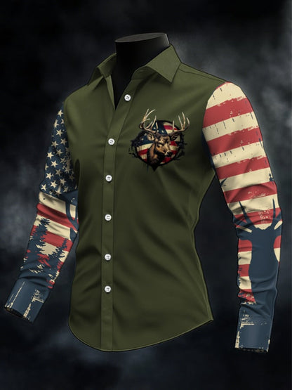 Men's Casual Western Style Contrast Color Shirt