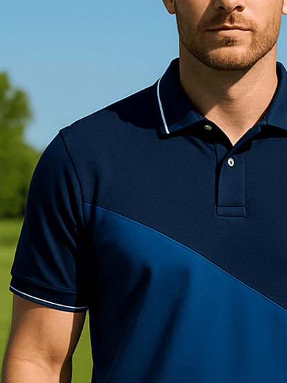 Men's basic daily casual stitching sports contrast color short-sleeved