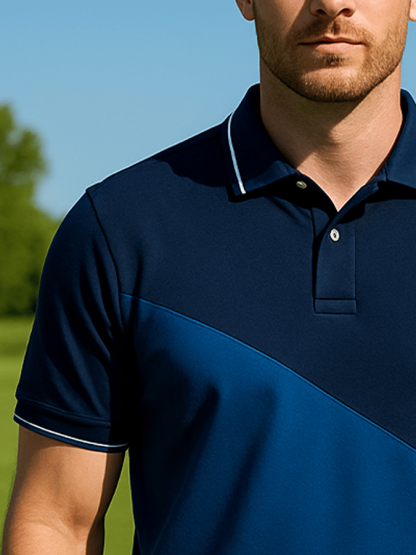 Men's basic daily casual stitching sports contrast color short-sleeved