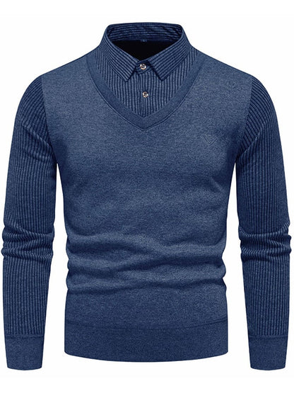 Men's Fashionable Velvet Thickened Warm Fake Two-Piece Sweater