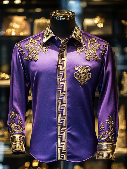 Men's Satin Luxe Long Sleeve Button Down Shirt