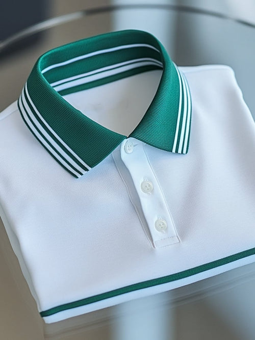 Men's Business Casual Button Short Sleeve Polo Shirt