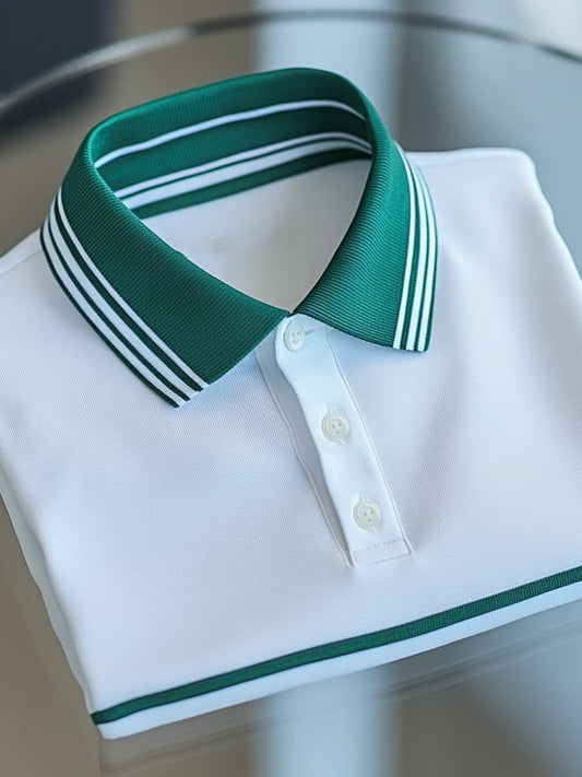 Men's Business Casual Button Short Sleeve Polo Shirt