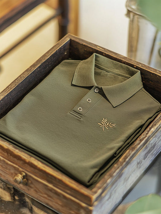 Men's Business Casual Button Short Sleeve Polo Shirt