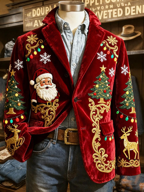Men's Corduroy Santa Claus Lapel Suit Jacket