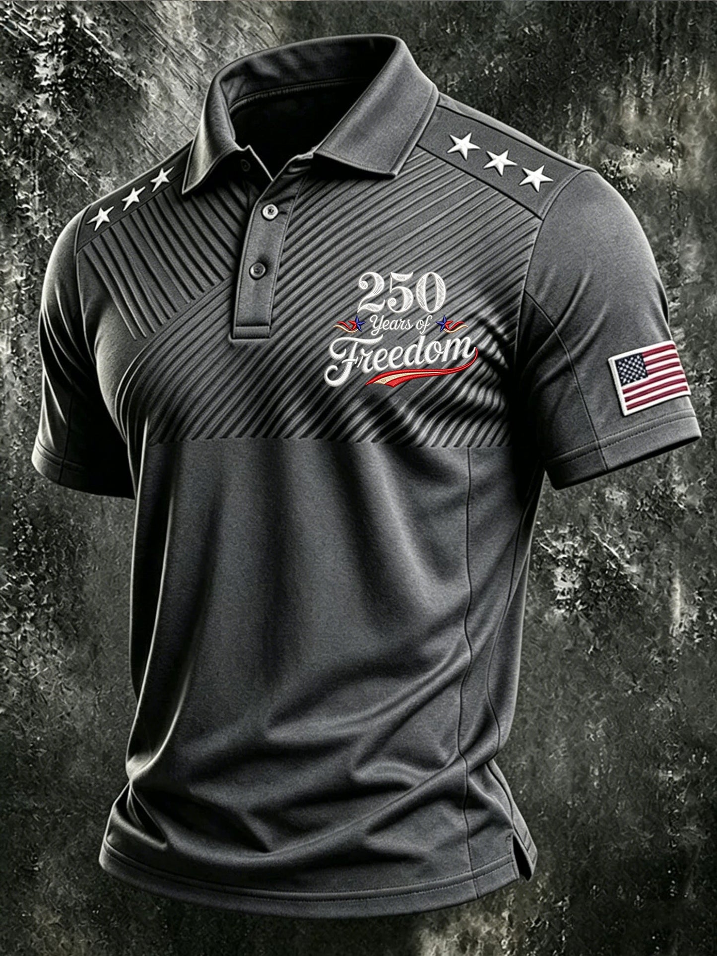 Men's American Flag Print Polo Shirt