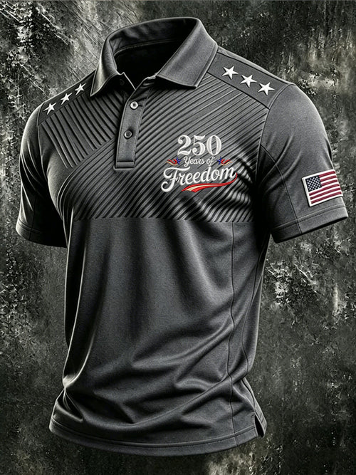 Men's American Flag Print Polo Shirt